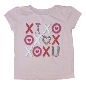 𝅺Pink Short Sleeve Tee with Hearts, X's and O's